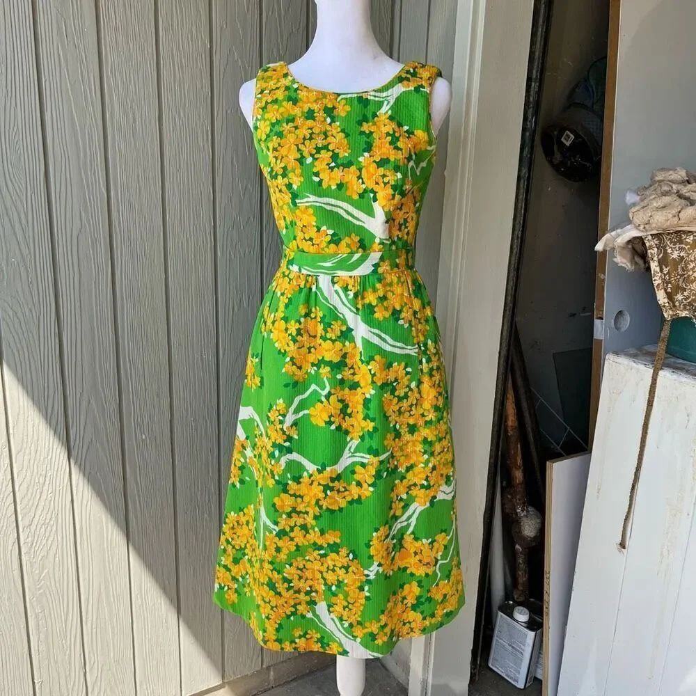 VTG 1960s Malia Honolulu Hawaiian Fit & Flare Floral Dress – XS/S
